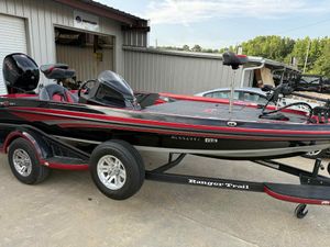 2022 Ranger Z518 boat on trailer, parked outside a Mercury dealership.