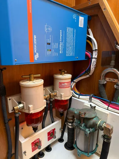  Yacht Photos Pics Electrical and plumbing system inside a 2005 Catalina 470 yacht.