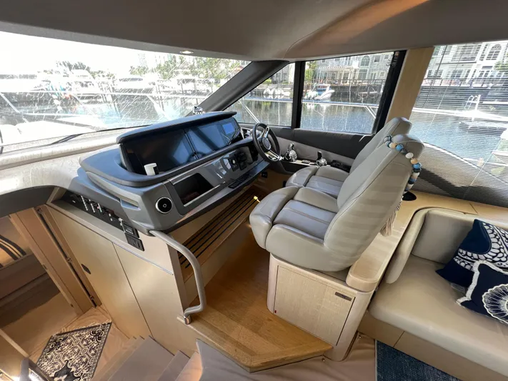 Balance Yacht Photos Pics Luxurious 2018 Princess F55 yacht interior with modern helm and comfortable seating.