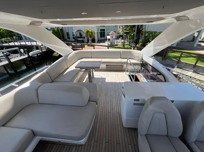 Balance Yacht Photos Pics Luxurious 2018 Princess F55 yacht with spacious deck and elegant seating area.