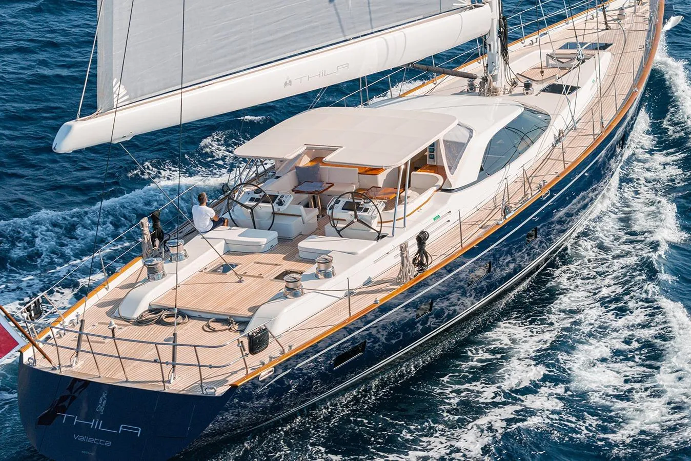 Luxurious 2009 Steve Ward & Co custom yacht sailing on open sea.