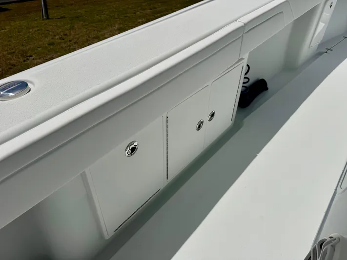  Yacht Photos Pics 2020 Yellowfin 39 Offshore boat interior with storage compartments.