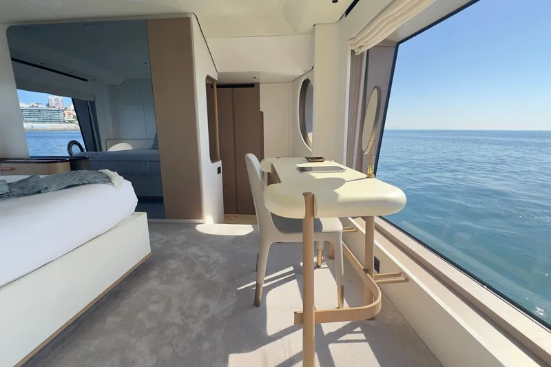 Yacht Photos Pics Luxurious interior of 2025 Azimut Grande 26M yacht with ocean view.