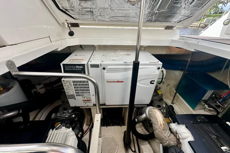  Yacht Photos Pics Engine compartment of 2011 Cruisers Yachts 420 Sports Coupe with Cummins Onan marine generator.