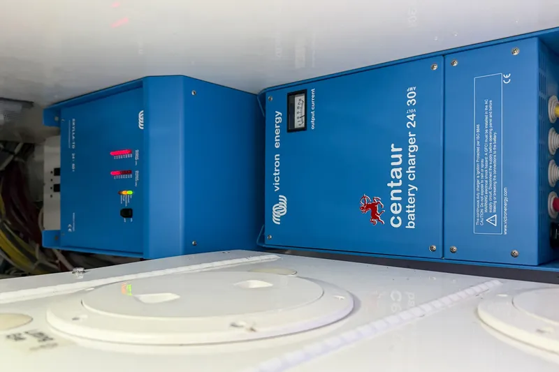 Trouble Maker Yacht Photos Pics Victron Energy Centaur battery charger in 2013 Viking 46 Convertible yacht.