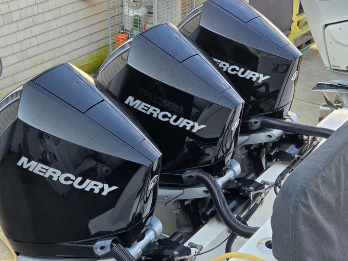  Yacht Photos Pics Triple Mercury outboard engines on a 2023 SeaVee 37 Z boat.