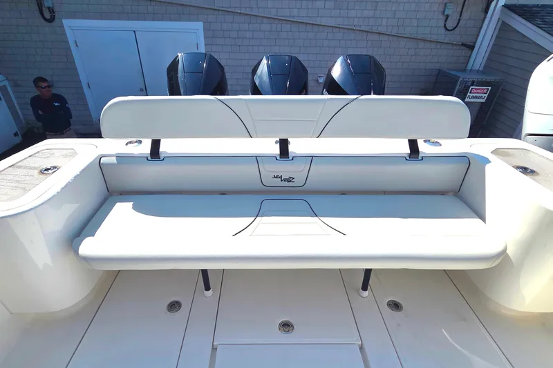  Yacht Photos Pics 2023 SeaVee 37 Z boat with triple engines and rear seating.