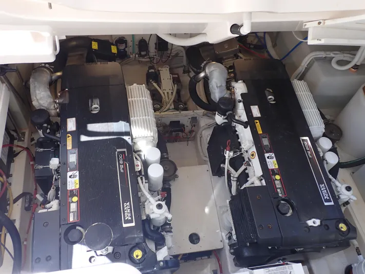  Yacht Photos Pics Engine room of 2009 Tiara Yachts 4300 Sovran with twin Volvo Penta engines.