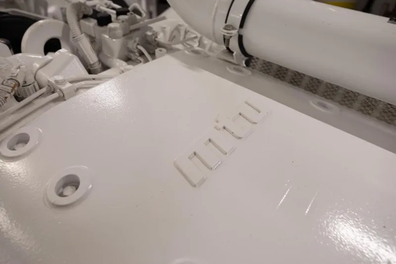 Fifty Shades Yacht Photos Pics Engine detail of 2018 Sanlorenzo SL106 yacht, showcasing mechanical components.