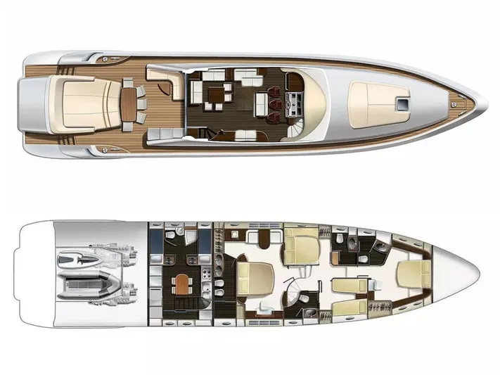  Yacht Photos Pics Top and side view layout of a 2006 Azimut 86S luxury yacht.