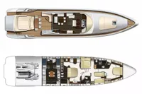 Top and side view layout of a 2006 Azimut 86S luxury yacht.