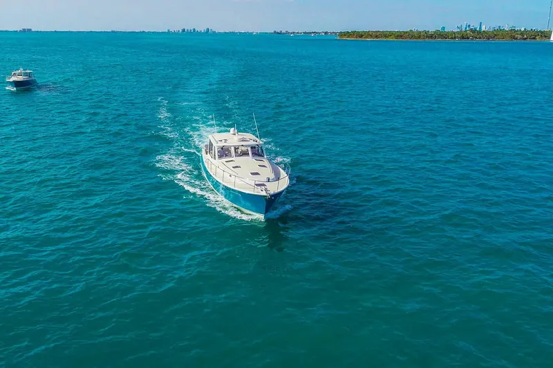 Future 7 Yacht Photos Pics 2018 MJM 50z yacht cruising on clear blue ocean waters.