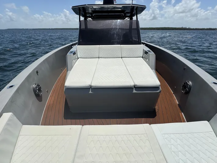  Yacht Photos Pics De Antonio Yachts D42 (2021) with spacious deck and seating on open water.