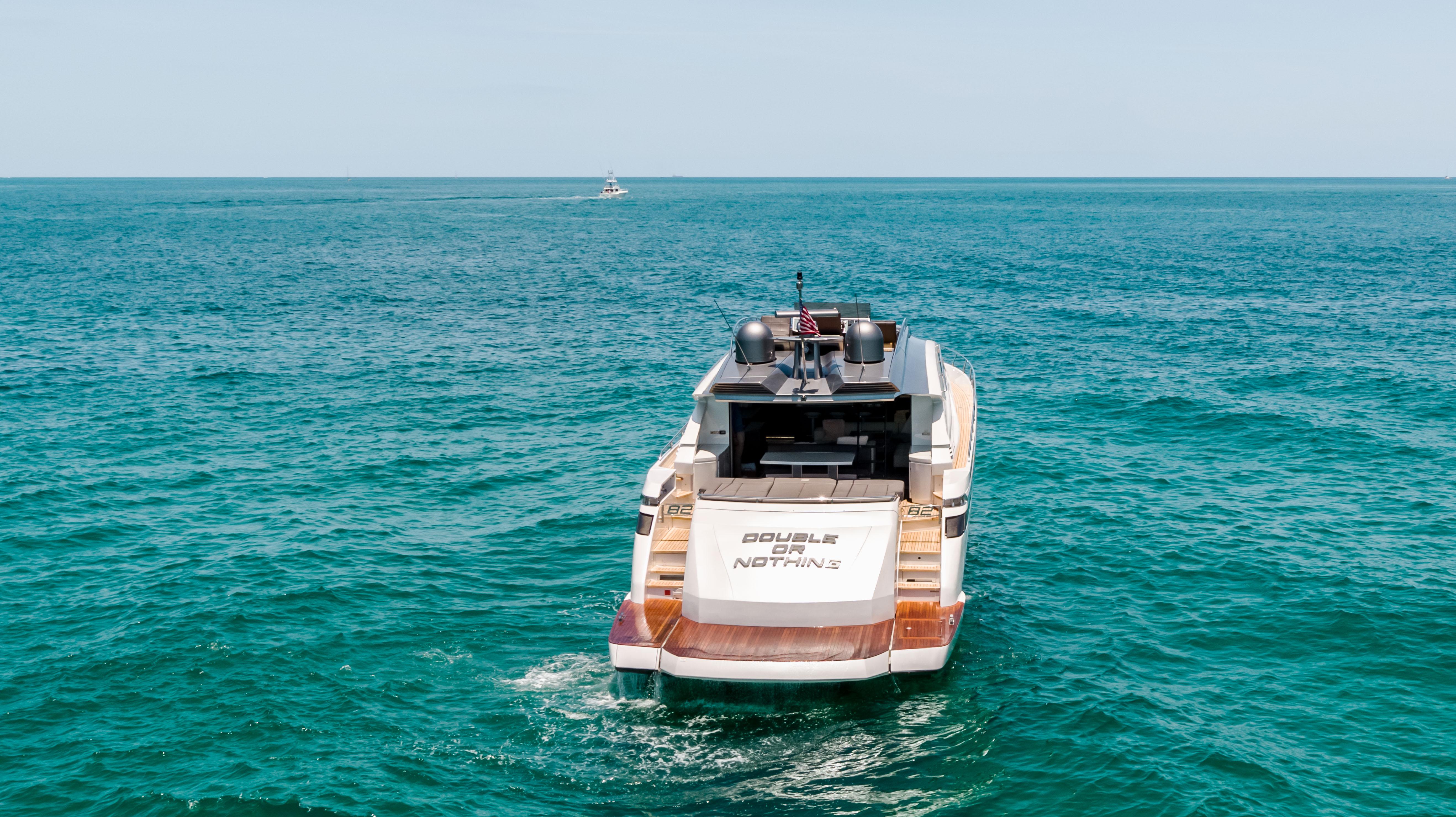2017 Pershing 82 VHP luxury yacht cruising on open sea.