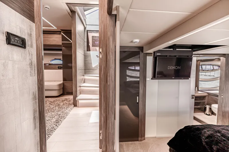 Double Or Nothing Yacht Photos Pics Interior of 2017 Pershing 82 VHP yacht with modern design and luxurious amenities.
