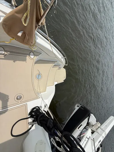 Two Fish Yacht Photos Pics Deck view of 2021 Antares 44GS yacht on water.