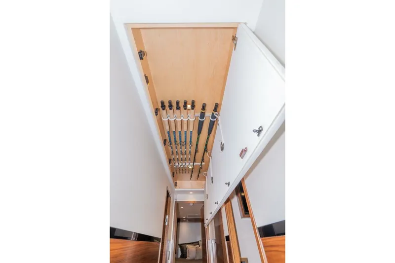 Zatara Yacht Photos Pics Fishing rod storage in 2025 Viking 90 Convertible yacht interior.