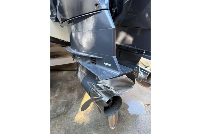  Yacht Photos Pics 2022 Contender 35 ST boat propeller and engine detail.