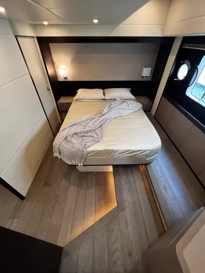  Yacht Photos Pics Luxurious bedroom interior of 2025 Absolute NAVETTA 48 yacht with modern design.