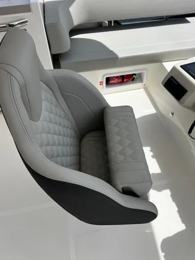  Yacht Photos Pics Luxurious seating on 2025 Absolute NAVETTA 48 yacht, featuring elegant quilted design.