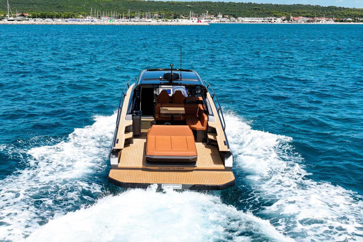 Luxury Focus 3X 2025 yacht cruising on blue ocean waters.