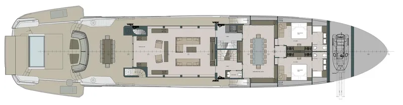 Doge 500 Yacht Photos Pics Floor plan of Ocean King DOGE 500 yacht, 2028 model, showcasing interior layout.