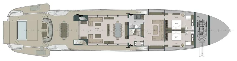 Doge 500 Yacht Photos Pics Floor plan of Ocean King DOGE 500 yacht, 2028 model, showcasing interior layout.