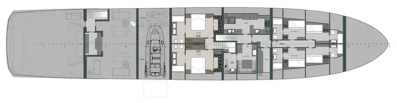 Doge 500 Yacht Photos Pics Floor plan of Ocean King DOGE 500 yacht, 2028 model, showcasing interior layout and design.