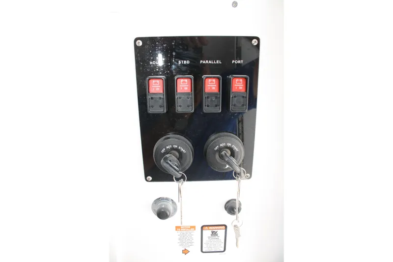  Yacht Photos Pics Control panel with switches and keys for Limitless 270, 2026 model.