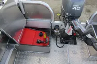 2024 Robust Boats Robust 16c interior with Yamaha 40 engine and red fuel tank.