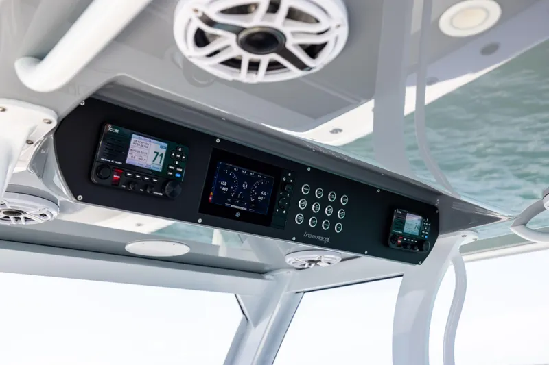  Yacht Photos Pics 2024 Freeman 43 boat dashboard with advanced navigation and control systems.