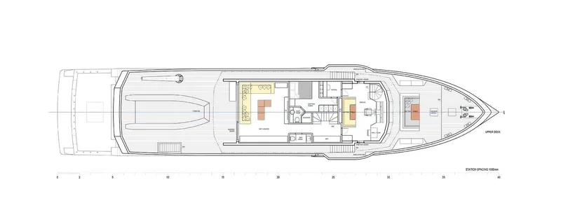  Yacht Photos Pics Floor plan of 2028 Inace Explora 131 yacht, showcasing interior layout and design.