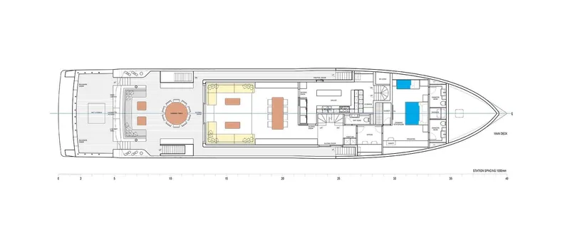  Yacht Photos Pics Floor plan of 2028 Inace Explora 131 yacht, showcasing interior layout and design.