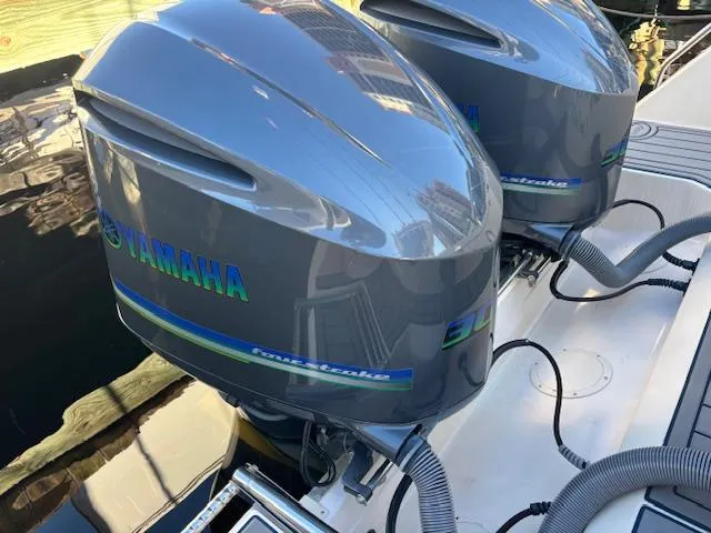 Get Hot Yacht Photos Pics Twin Yamaha outboard engines on a 2011 Grady-White Canyon 306 boat.