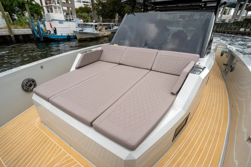  Yacht Photos Pics 2025 De Antonio Yachts D42 Open with spacious sunbed and sleek design.