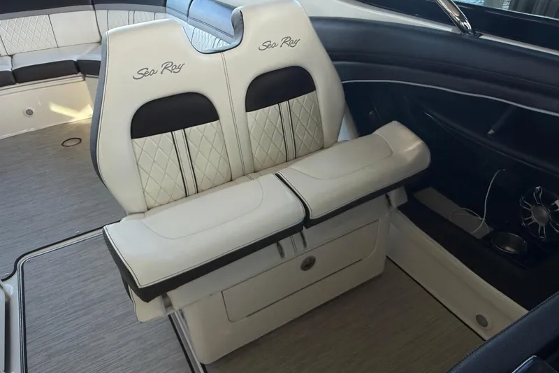 Manda Rae Too Yacht Photos Pics 2018 Sea Ray 38SLV OB boat interior with luxurious seating and modern design.