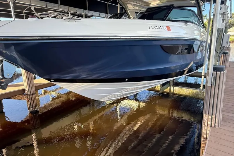 Manda Rae Too Yacht Photos Pics 2018 Sae Ray 38SLV OB boat docked, featuring sleek design and modern aesthetics.