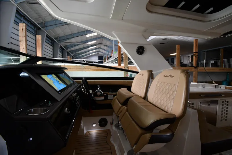  Yacht Photos Pics 2020 Sea Ray SLX 400 Outboard interior with luxurious seating and advanced navigation system.