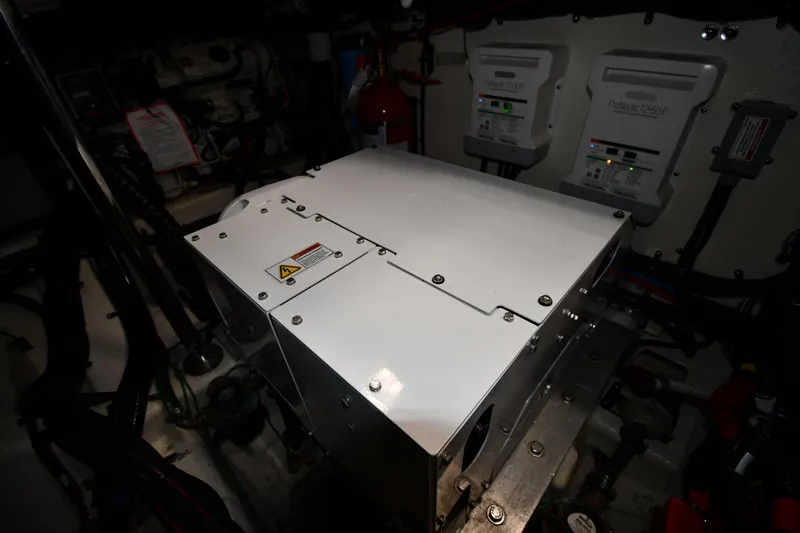  Yacht Photos Pics Engine room of 2020 Sea Ray SLX 400 Outboard with electrical components.