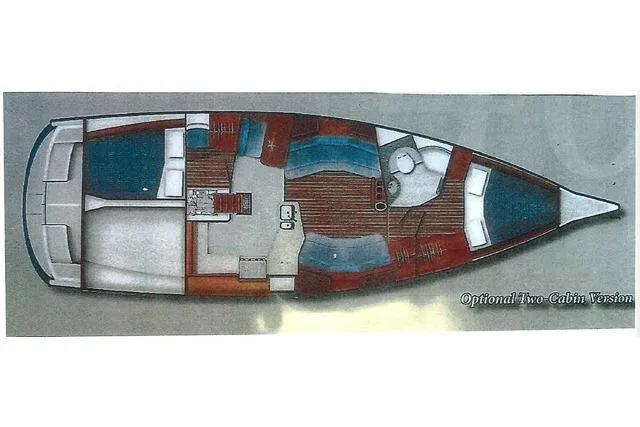 Resolute Yacht Photos Pics Blueprint of 2015 Blue Jacket 40 sailboat, optional two-cabin version layout.