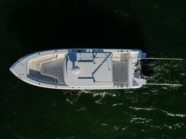  Yacht Photos Pics Aerial view of 2008 Boston Whaler 320 Outrage boat on water.