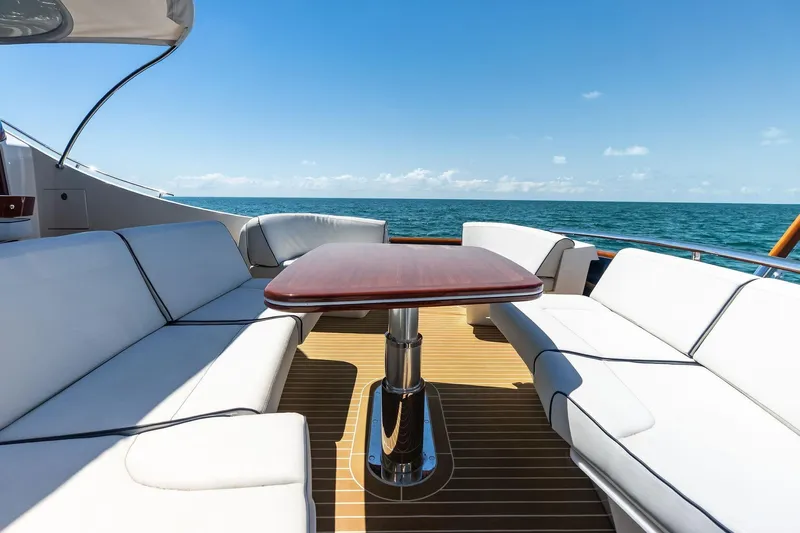 Dutch Yacht Photos Pics Luxurious 2019 Zeelander Z55 yacht deck with elegant seating and ocean view.