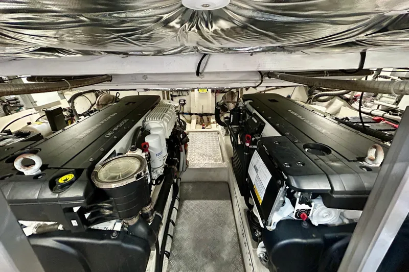 Odessa Mama Yacht Photos Pics Engine room of 2023 Pardo Yachts 43, featuring dual powerful engines.