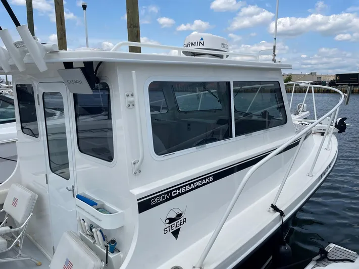  Yacht Photos Pics 2021 Steiger Craft 28 DV Chesapeake boat docked at marina.