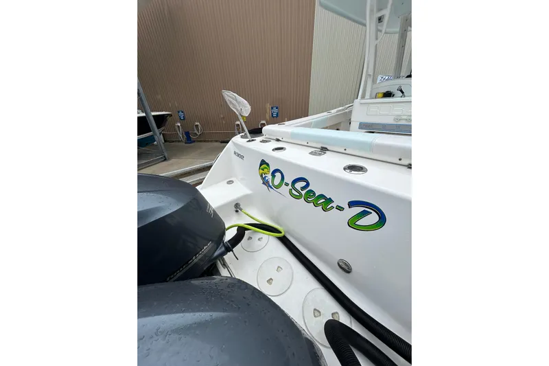  Yacht Photos Pics 2018 Robalo R302 Center Console boat with custom "O-Sea-D" decal.