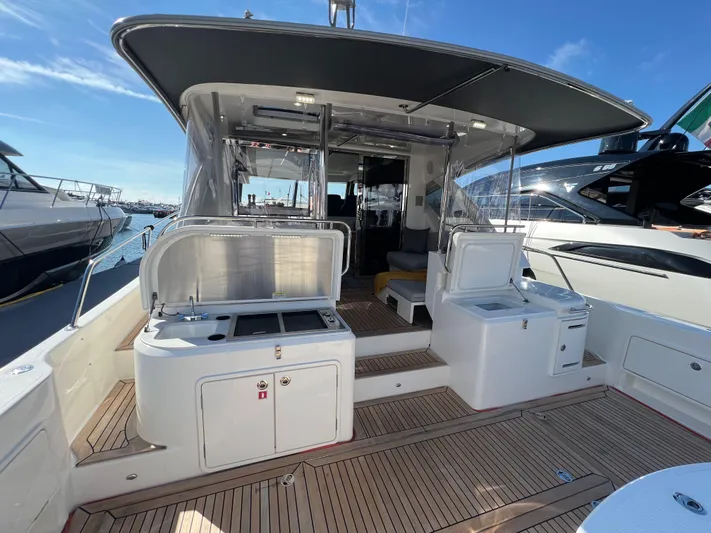 Scorpius Yacht Photos Pics 2022 Riviera 505 SUV yacht with spacious deck and modern amenities.