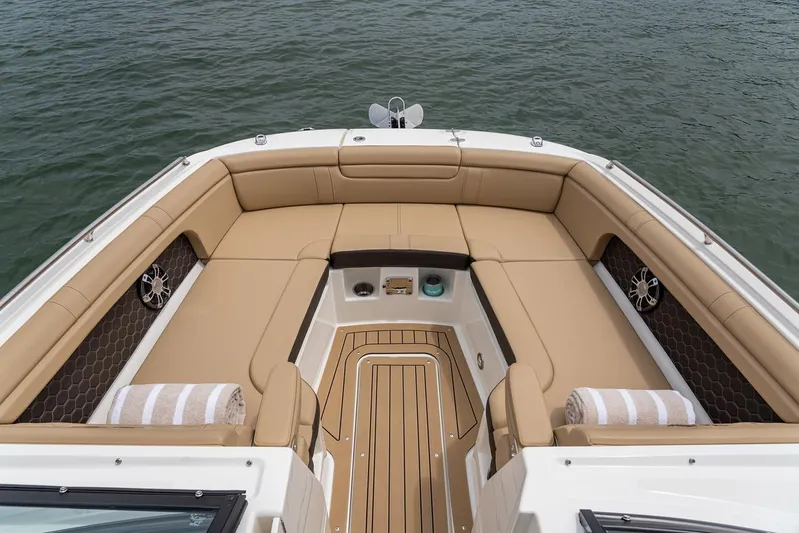  Yacht Photos Pics Manufacturer Provided Image: 2023 Sea Ray SDX 290 boat with spacious bow seating area.