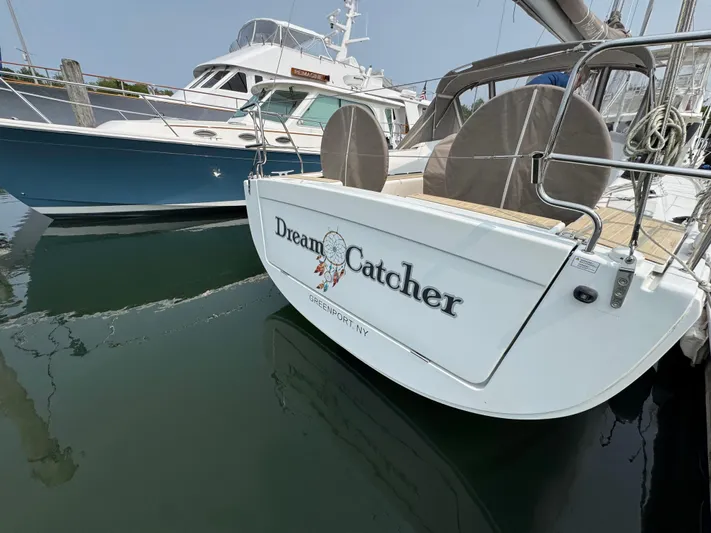 Dreamcatcher Yacht Photos Pics 2018 Hanse 348 sailboat named "Dream Catcher" docked in a marina.