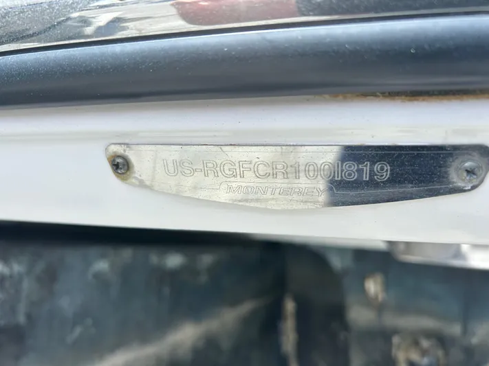Aguabendita Yacht Photos Pics 2019 Monterey 345 Sport Yacht identification plate with serial number.