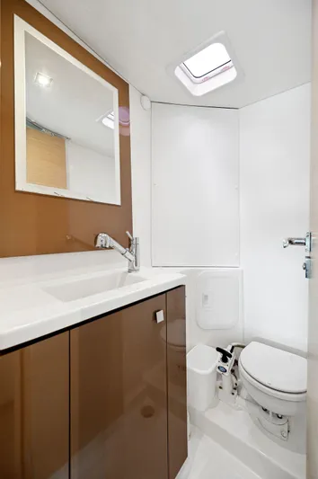 Sabai Sabai Yacht Photos Pics Modern bathroom in 2018 Fountaine Pajot Lucia 40 catamaran with sleek design.